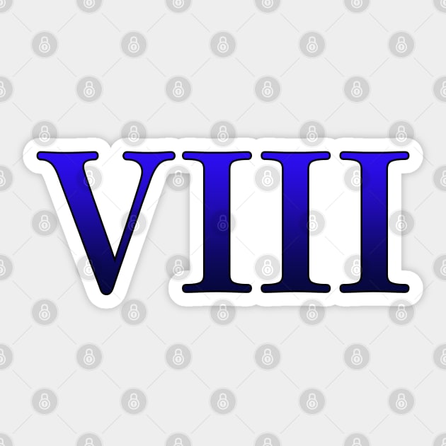 Blue Roman Numeral 8 VIII Sticker by Numerica